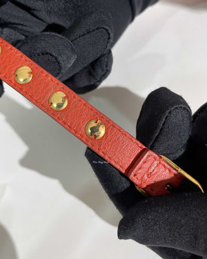 Balenciaga Red Leather Giant Stud 12 Bracelet GHW-10