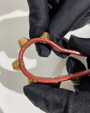 Balenciaga Red Leather Giant Stud 12 Bracelet GHW-11