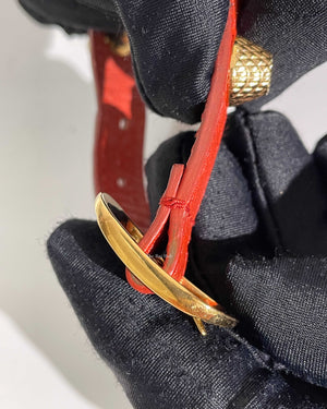 Balenciaga Red Leather Giant Stud 12 Bracelet GHW-13