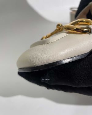 Gucci White Leather Horsebit Mid-Heel Slingback Size 37.5-12