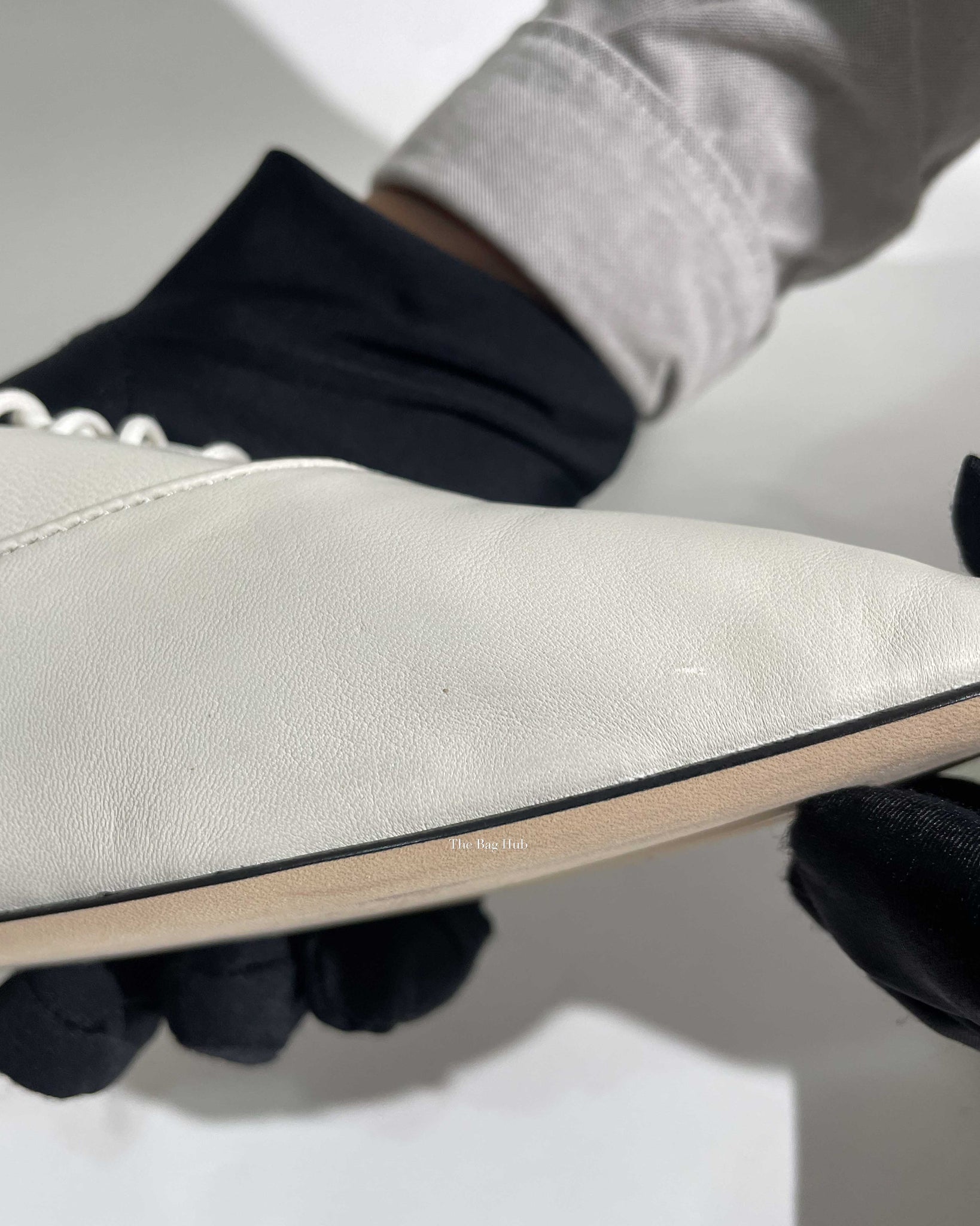 Loewe White Leather Soft Derby Lace Up Ballet Flats Size 39-10