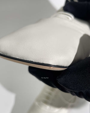 Loewe White Leather Soft Derby Lace Up Ballet Flats Size 39-12