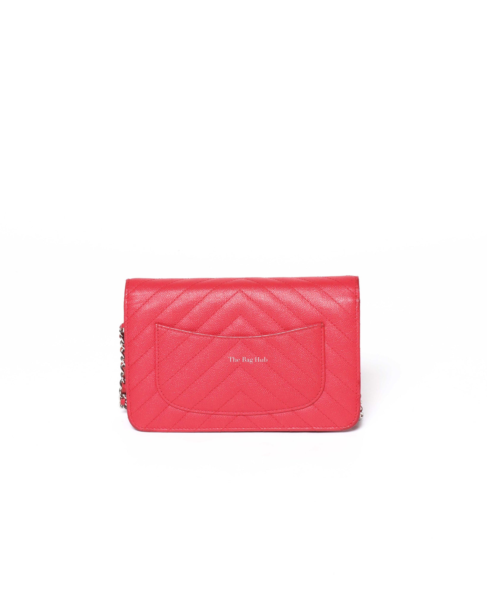 Chanel Red Caviar Chevron Classic WOC GHW-3
