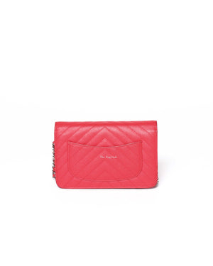 Chanel Red Caviar Chevron Classic WOC GHW-3
