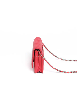 Chanel Red Caviar Chevron Classic WOC GHW-5