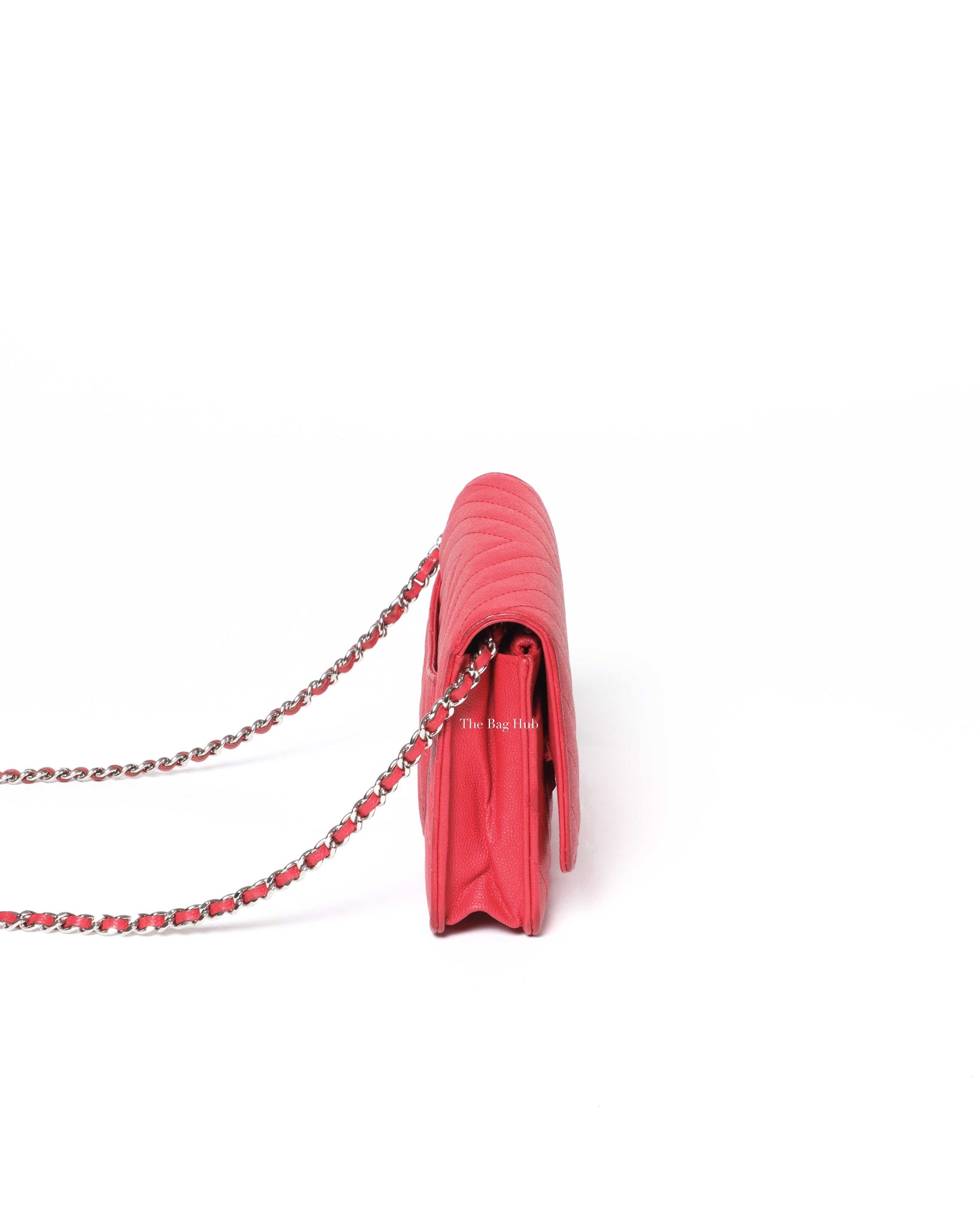 Chanel Red Caviar Chevron Classic WOC GHW-4