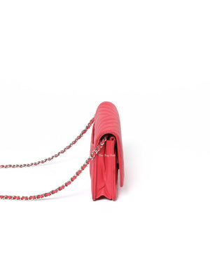 Chanel Red Caviar Chevron Classic WOC GHW-4