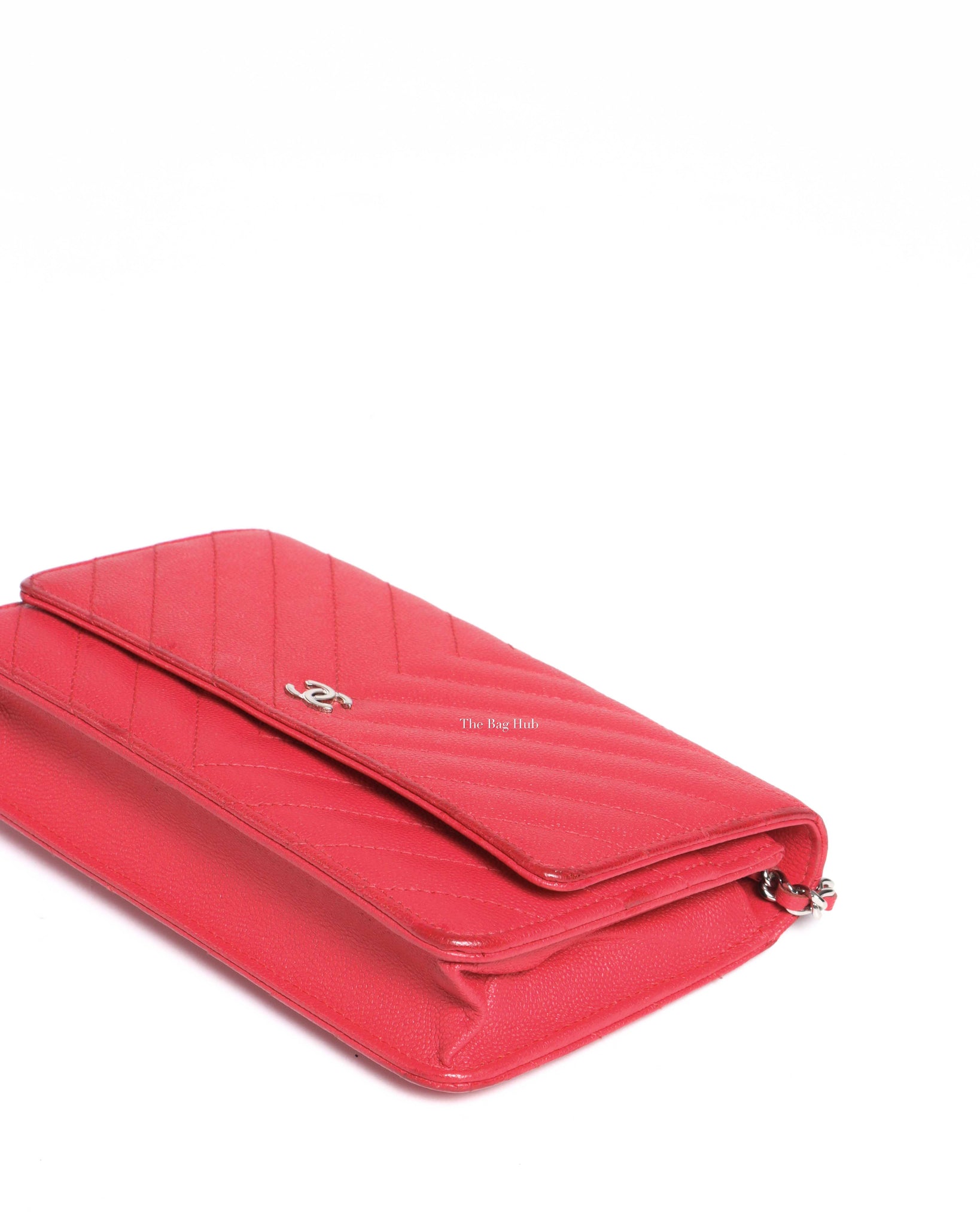 Chanel Red Caviar Chevron Classic WOC GHW-8