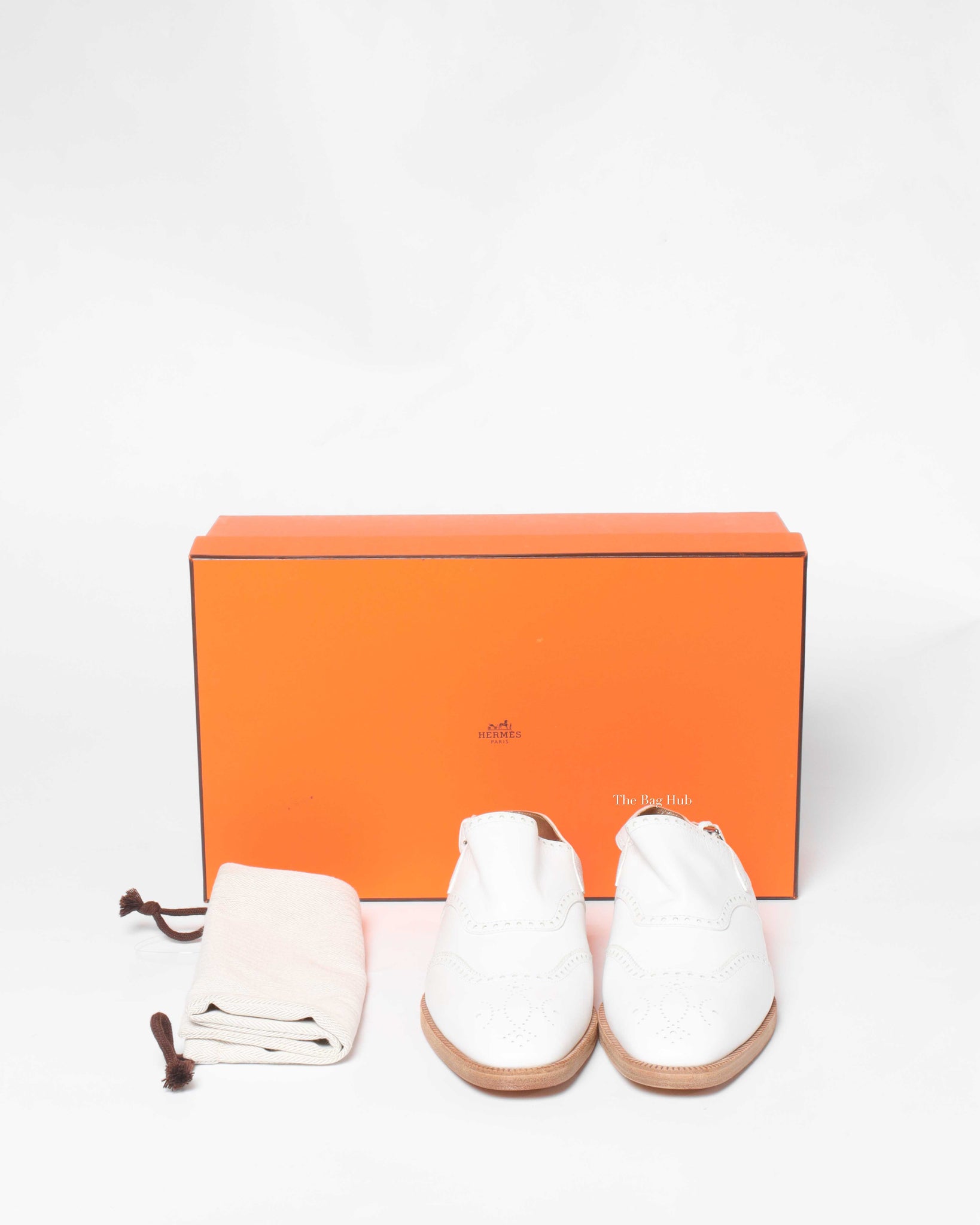 Hermes White Odette Leather Mules Slingback Flats Size 39.5-10