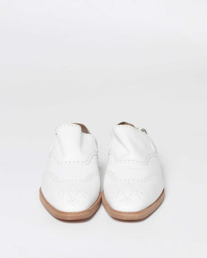 Hermes White Odette Leather Mules Slingback Flats Size 39.5-6