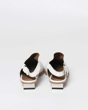 Hermes White Odette Leather Mules Slingback Flats Size 39.5-7