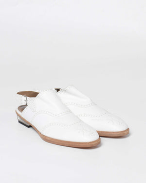 Hermes White Odette Leather Mules Slingback Flats Size 39.5-3