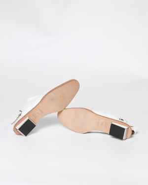 Hermes White Odette Leather Mules Slingback Flats Size 39.5-8