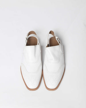 Hermes White Odette Leather Mules Slingback Flats Size 39.5-9