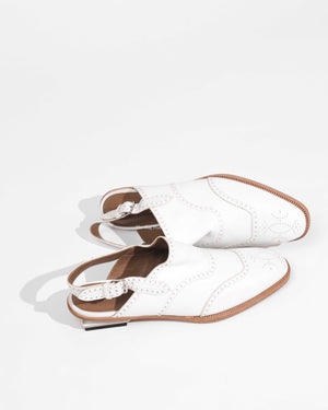 Hermes White Odette Leather Mules Slingback Flats Size 39.5-1