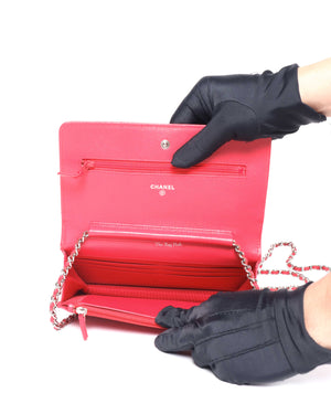 Chanel Red Caviar Chevron Classic WOC GHW-11