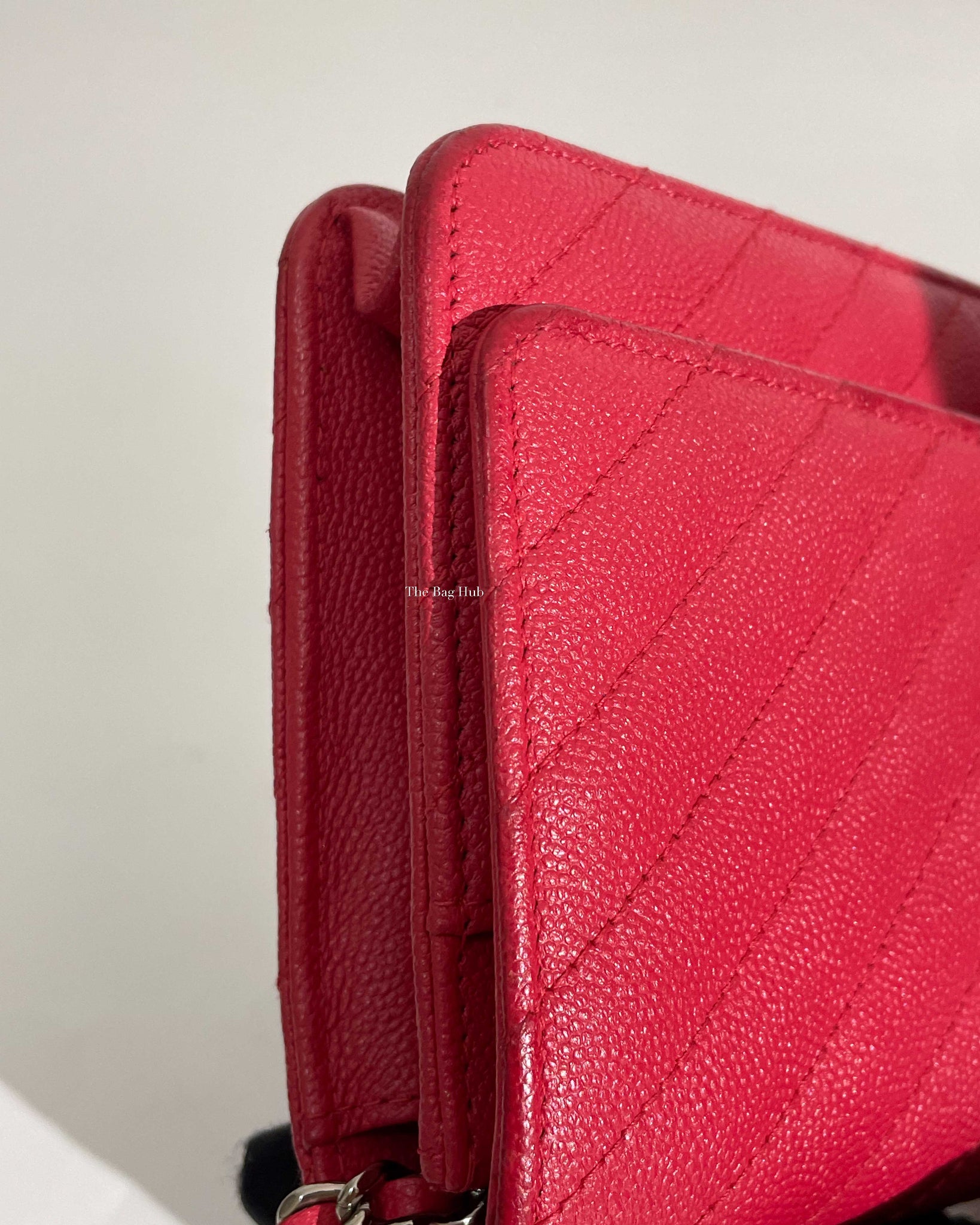 Chanel Red Caviar Chevron Classic WOC GHW-17