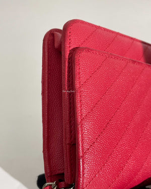 Chanel Red Caviar Chevron Classic WOC GHW-17