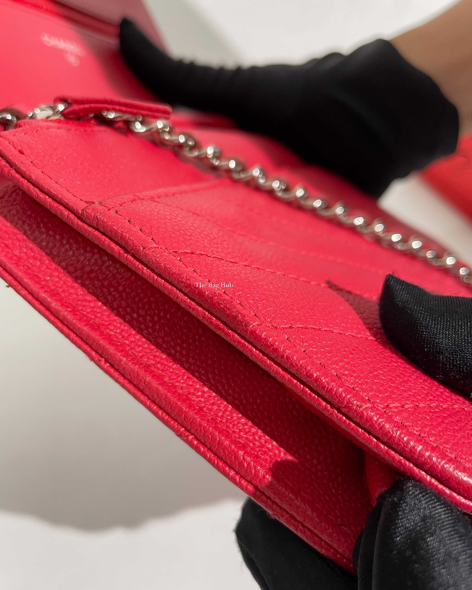 Chanel Red Caviar Chevron Classic WOC GHW-19