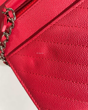 Chanel Red Caviar Chevron Classic WOC GHW-20