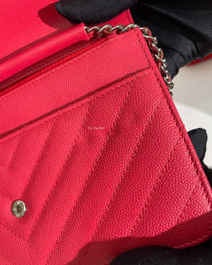 Chanel Red Caviar Chevron Classic WOC GHW-21