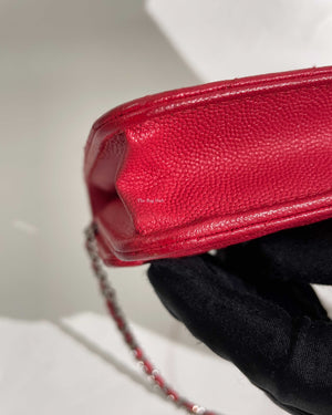 Chanel Red Caviar Chevron Classic WOC GHW-22