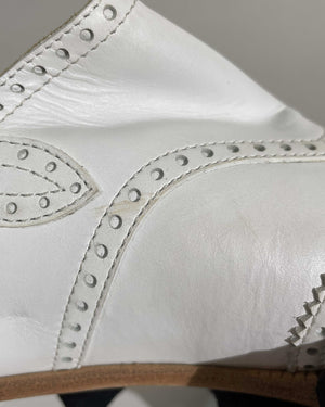 Hermes White Odette Leather Mules Slingback Flats Size 39.5-12