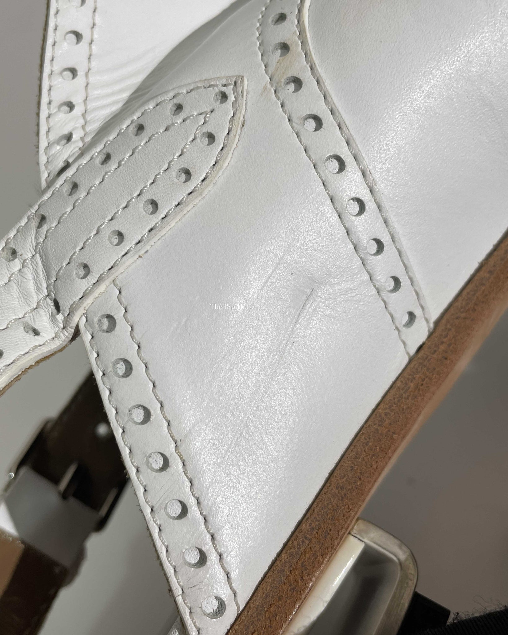 Hermes White Odette Leather Mules Slingback Flats Size 39.5-13