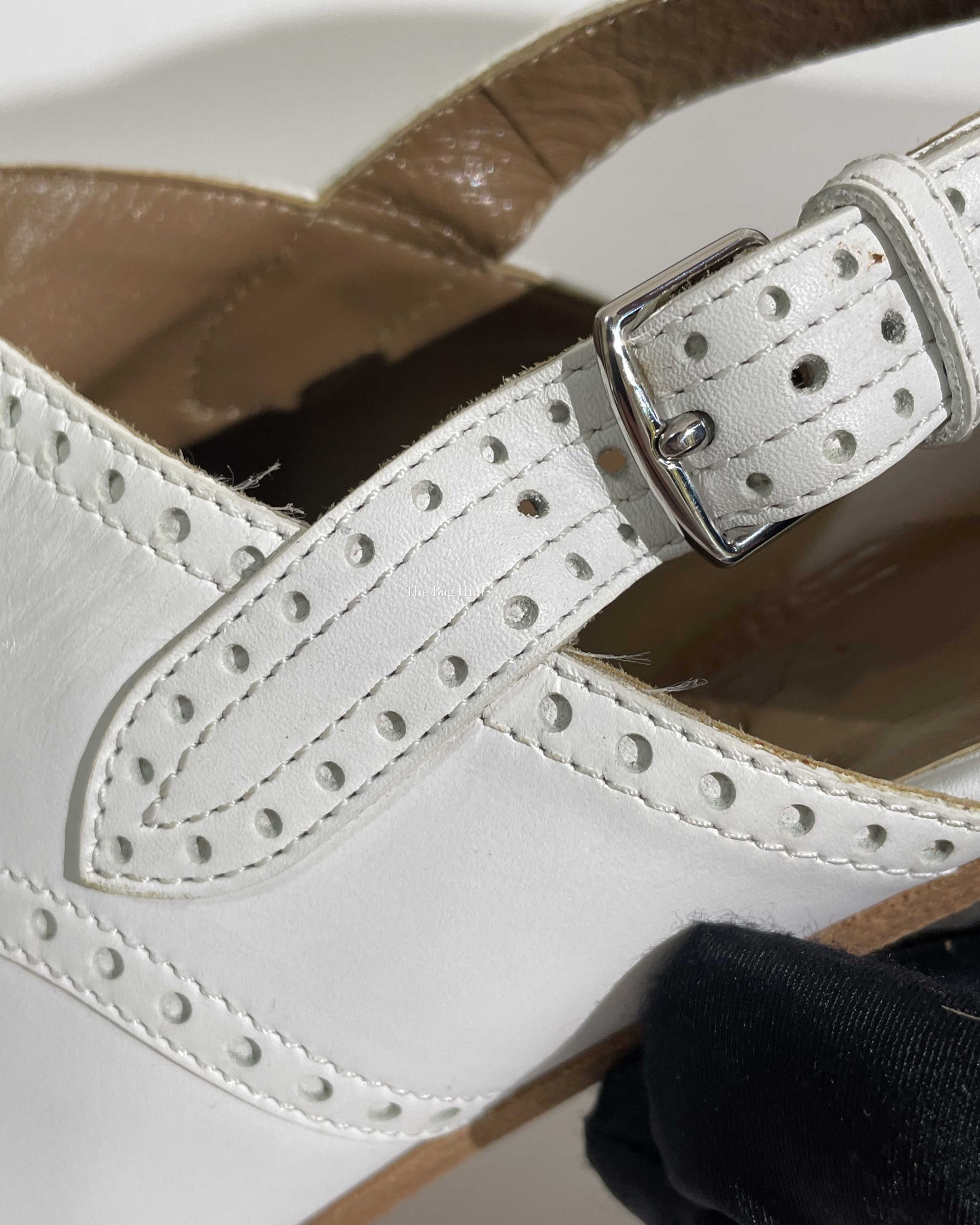 Hermes White Odette Leather Mules Slingback Flats Size 39.5-14