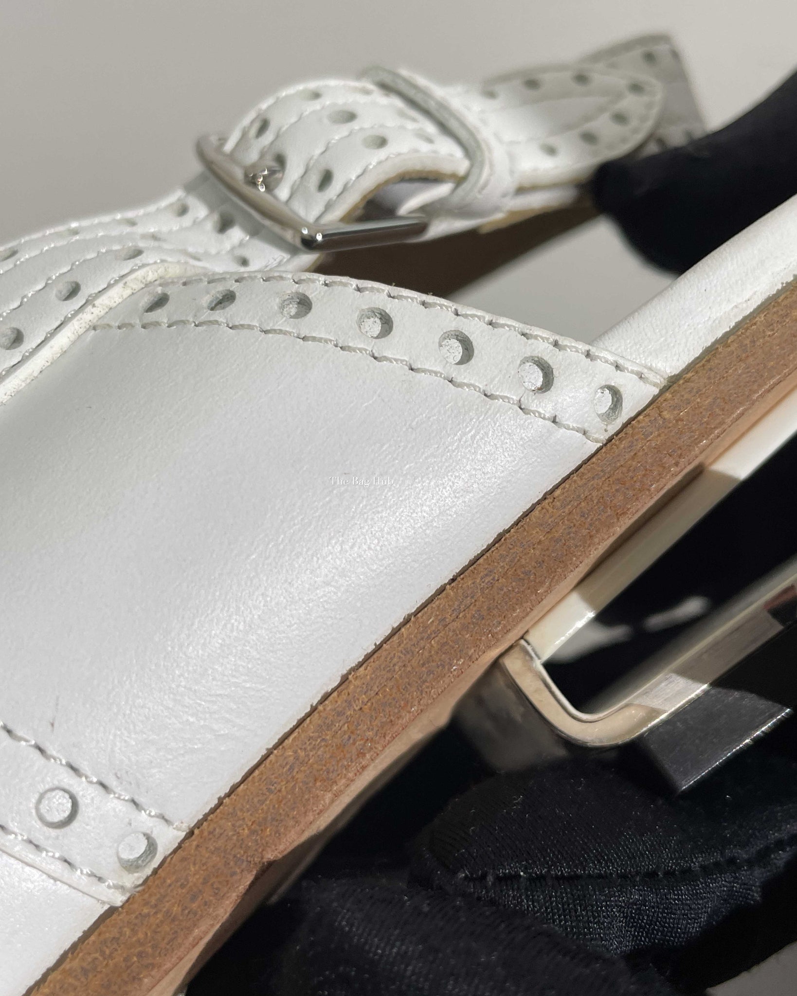 Hermes White Odette Leather Mules Slingback Flats Size 39.5-15