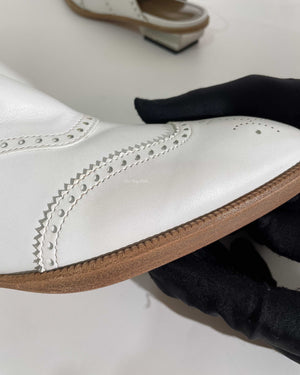 Hermes White Odette Leather Mules Slingback Flats Size 39.5-18