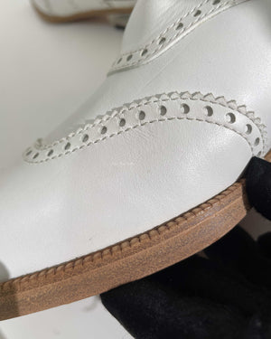 Hermes White Odette Leather Mules Slingback Flats Size 39.5-19