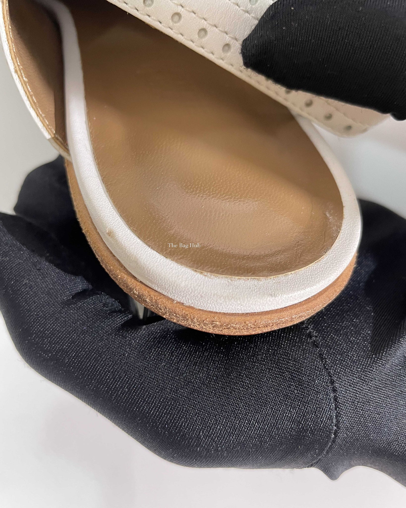 Hermes White Odette Leather Mules Slingback Flats Size 39.5-21