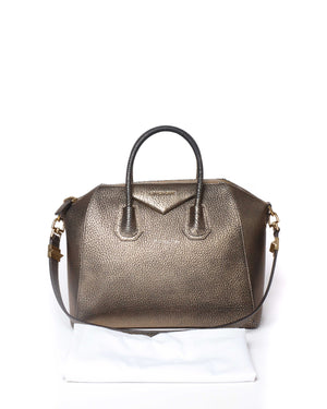 Givenchy Bronze Pebbled Leather Medium Antigona Shoulder Bag-12