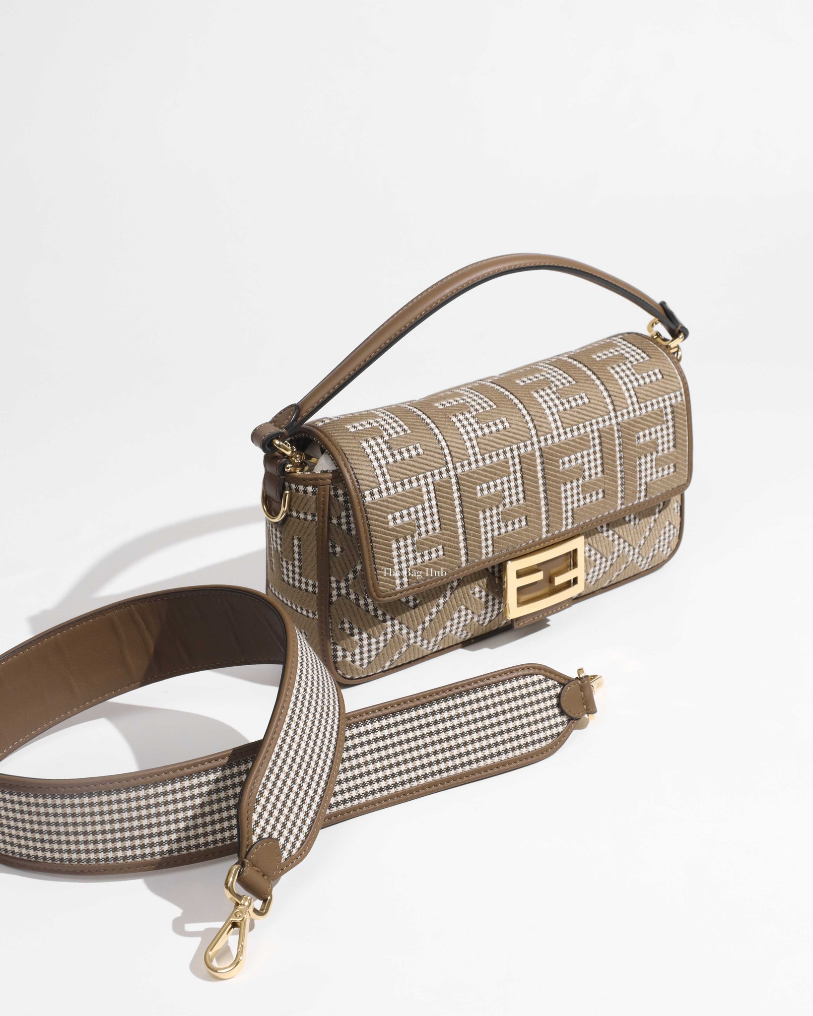 Shoulder & Crossbody Bags  Fendi Womens Brown Houndstooth Wool Bag With Ff  Embroidery > All Philippines