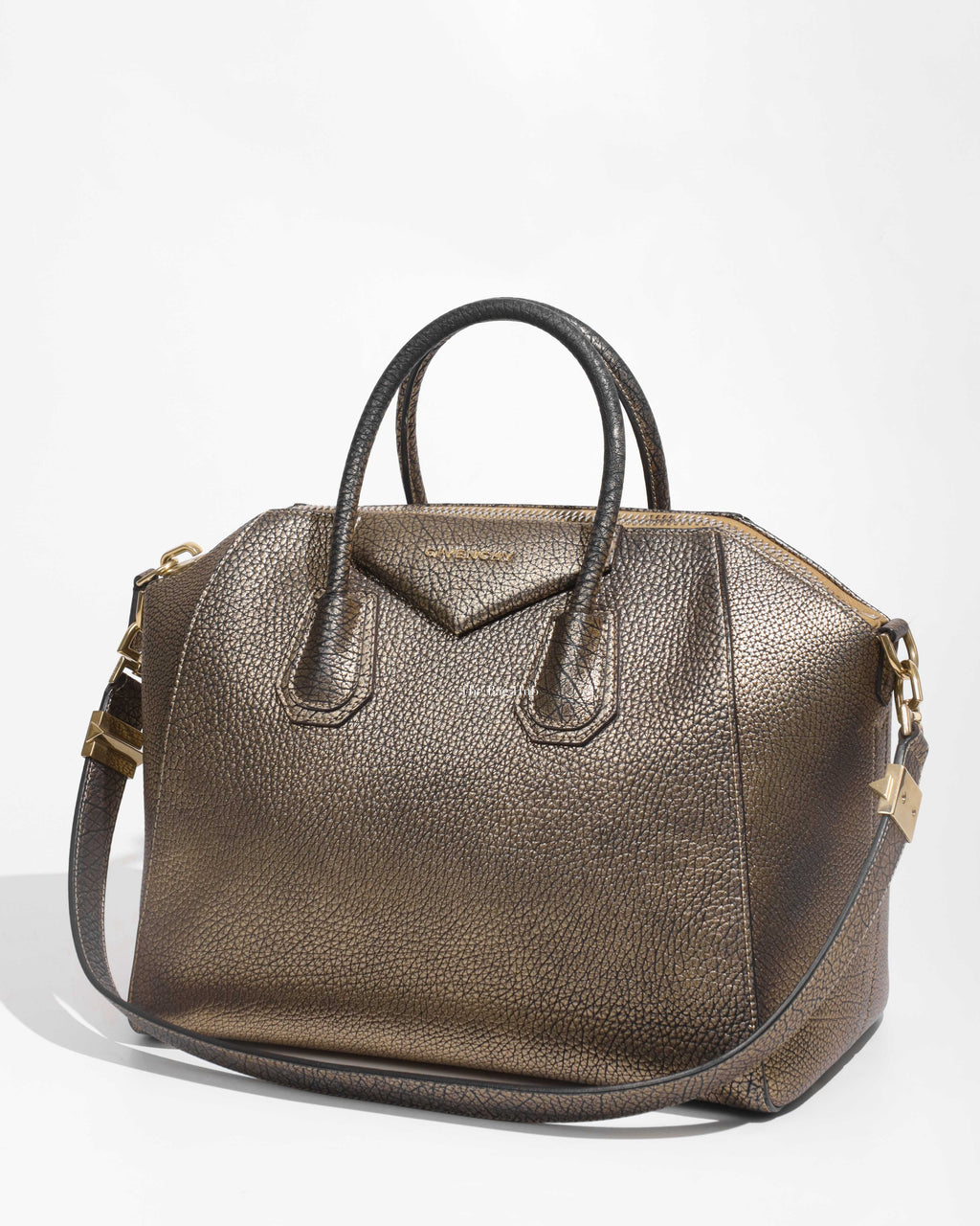 Givenchy Bronze Pebbled Leather Medium Antigona Shoulder Bag-1