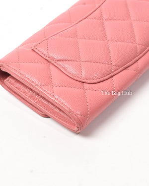 Chanel Pink Caviar Quilted Long Flap Wallet GHW-9