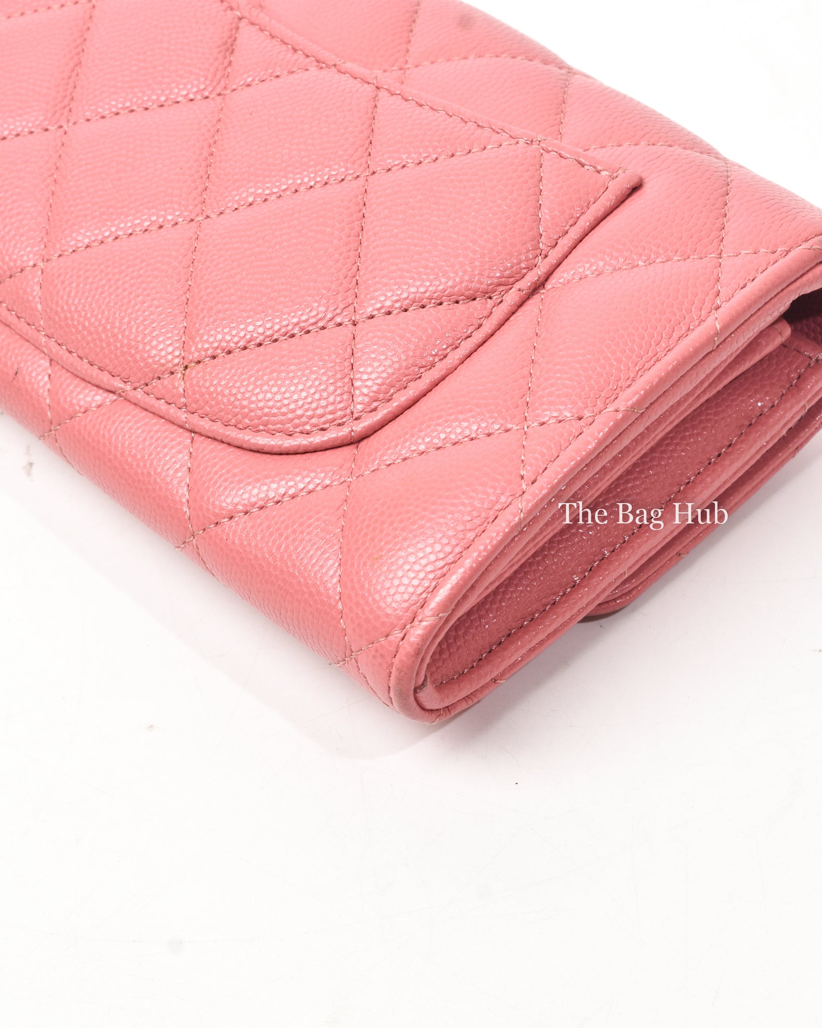 Chanel Pink Caviar Quilted Long Flap Wallet GHW-10