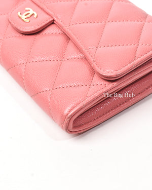 Chanel Pink Caviar Quilted Long Flap Wallet GHW-8