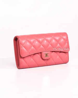 Chanel Pink Caviar Quilted Long Flap Wallet GHW-1