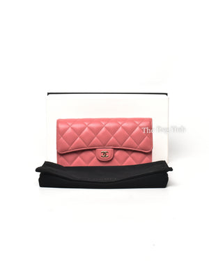 Chanel Pink Caviar Quilted Long Flap Wallet GHW-12