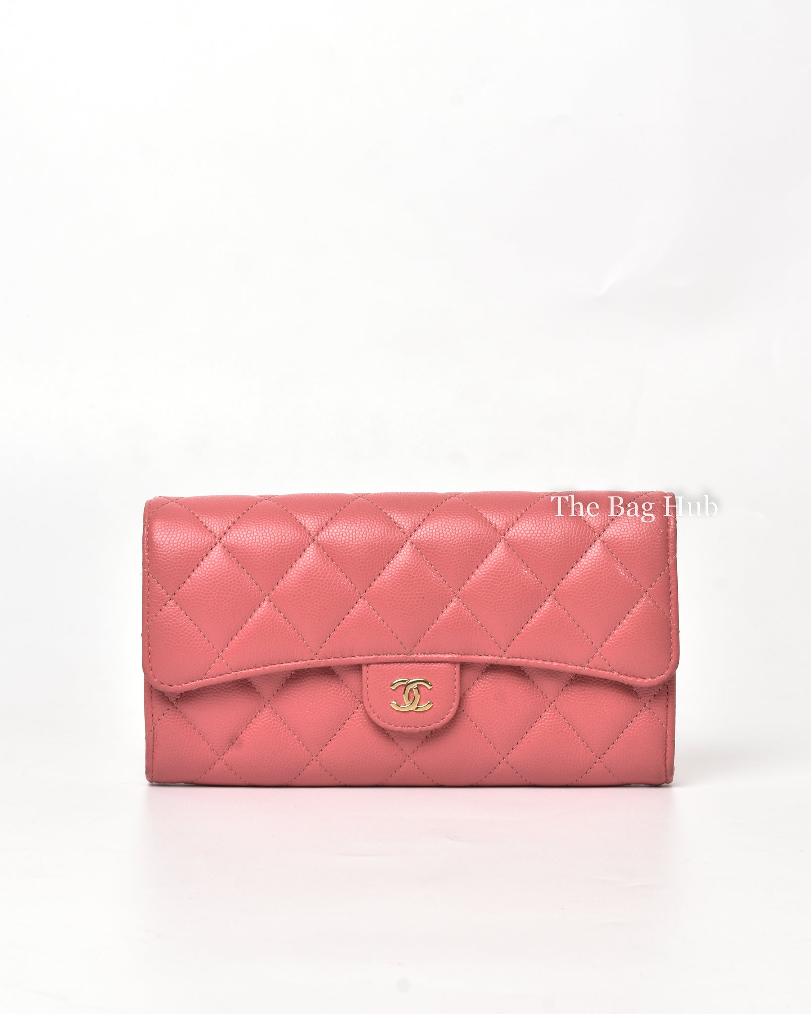 Chanel Pink Caviar Quilted Long Flap Wallet GHW-2