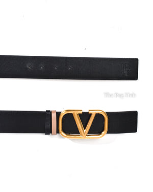 Valentino Smokey Beige/Black Calfskin Reversible Vlogo Signature Belt 40MM-3