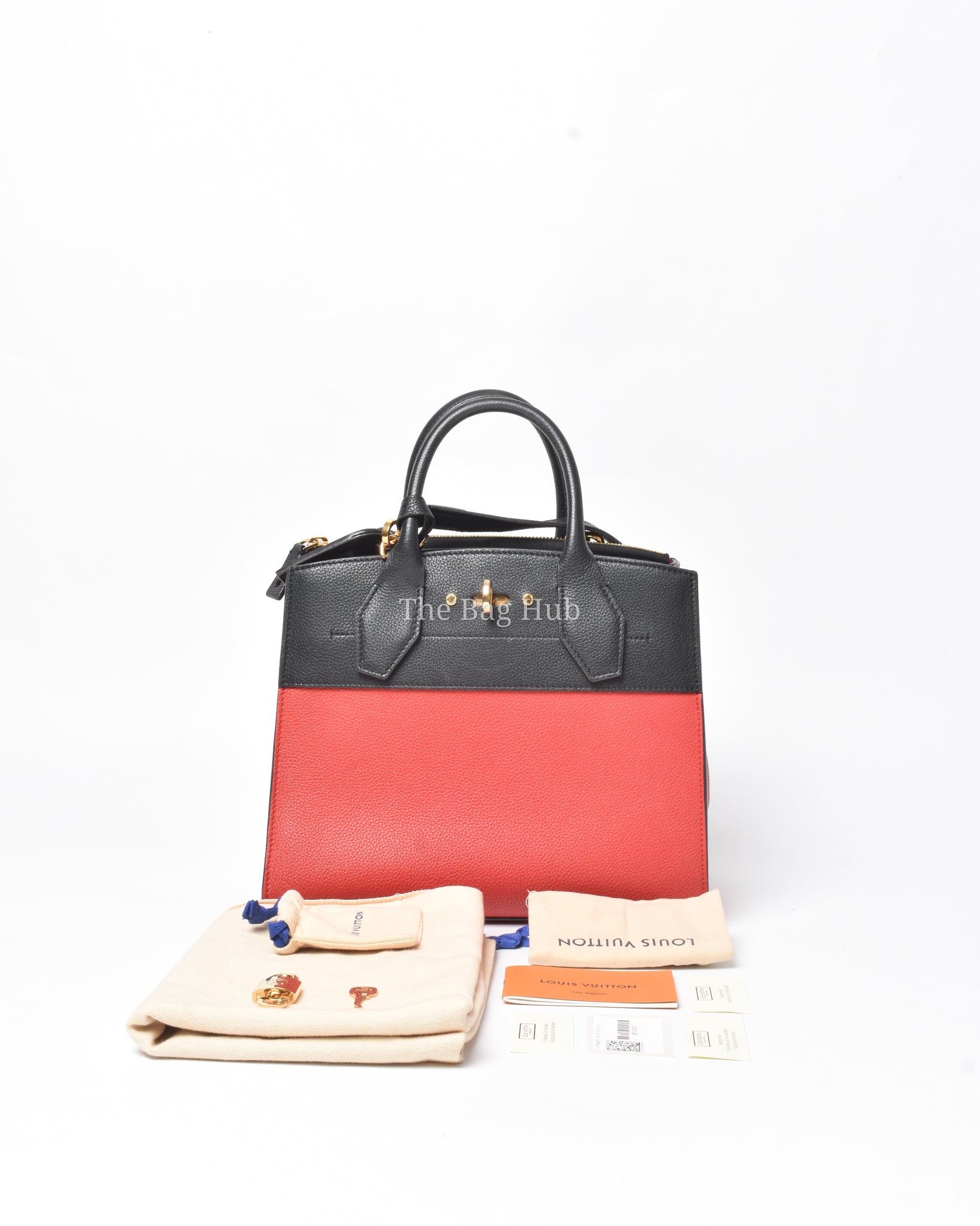 Louis Vuitton Fushcia Black Leather City Steamer PM Bag