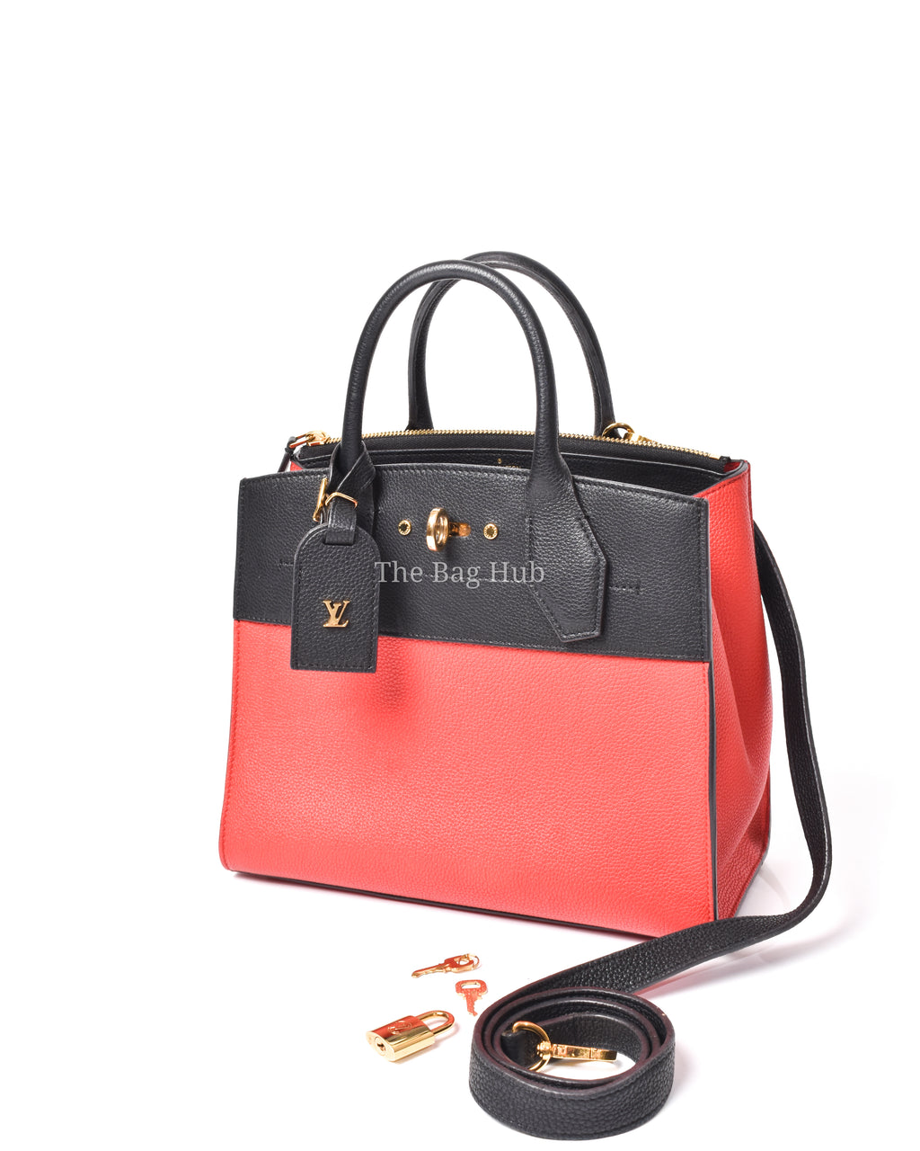 Louis Vuitton Fushcia Black Leather City Steamer PM Bag