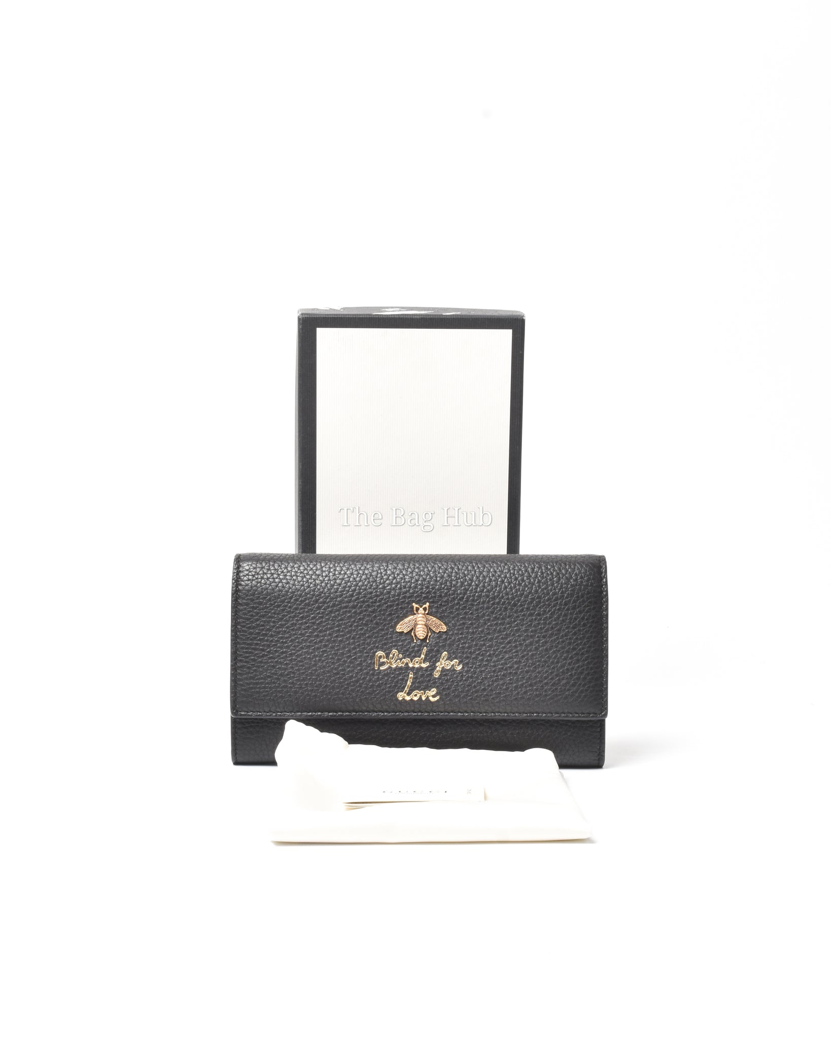 Gucci Black Leather Animalier Continental Long Wallet
