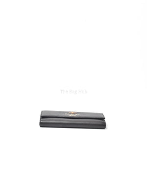 Gucci Black Leather Animalier Continental Long Wallet