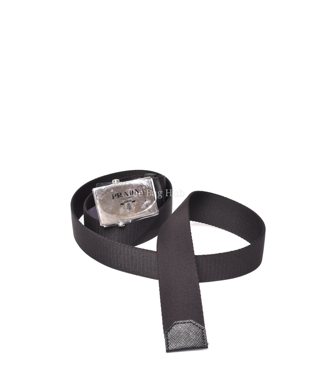 Prada Black Woven Re-Nylon Belt Size 90