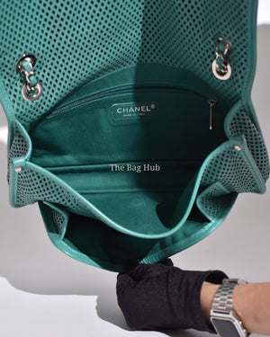 Chanel Green Matelasse Leather Up In The Air Flap Bag SHW