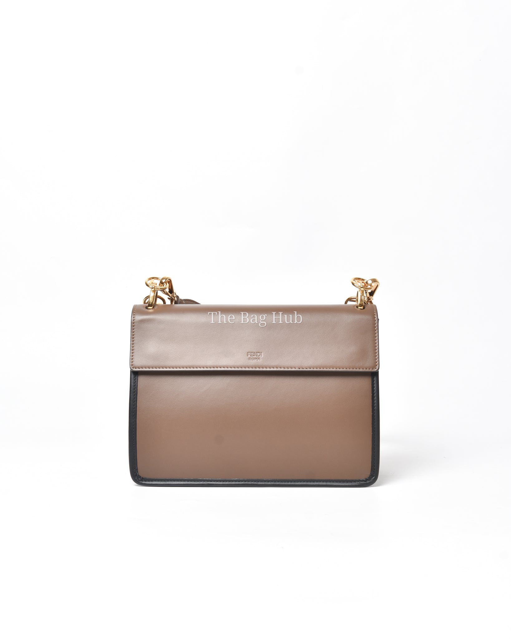 Fendi Brown/Black Leather Kan I F Logo Shoulder Bag Designer